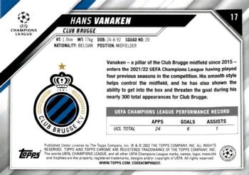 2021-22 Topps Chrome UEFA Champions League #17 Hans Vanaken Back
