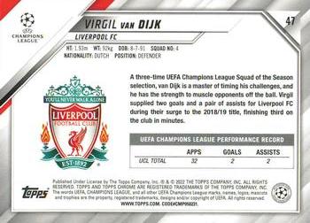 2021-22 Topps Chrome UEFA Champions League #47 Virgil van Dijk Back