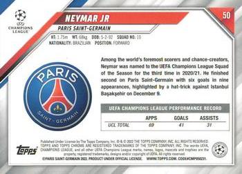 2021-22 Topps Chrome UEFA Champions League #50 Neymar Jr Back