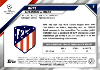 2021-22 Topps Chrome UEFA Champions League #51 Koke Back