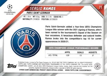 2021-22 Topps Chrome UEFA Champions League #71 Sergio Ramos Back