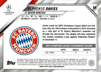 2021-22 Topps Chrome UEFA Champions League #88 Alphonso Davies Back