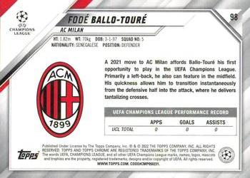 2021-22 Topps Chrome UEFA Champions League #98 Fodé Ballo-Touré Back