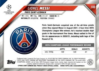 2021-22 Topps Chrome UEFA Champions League #100 Lionel Messi Back