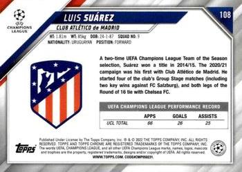 2021-22 Topps Chrome UEFA Champions League #108 Luis Suárez Back
