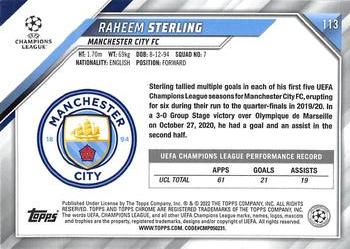 2021-22 Topps Chrome UEFA Champions League #113 Raheem Sterling Back