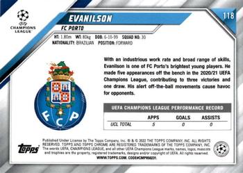 2021-22 Topps Chrome UEFA Champions League #118 Evanilson Back
