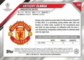 2021-22 Topps Chrome UEFA Champions League #140 Anthony Elanga Back