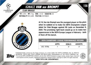 2021-22 Topps Chrome UEFA Champions League #156 Ignace Van der Brempt Back