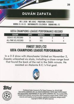 2021-22 Finest UEFA Champions League #39 Duván Zapata Back