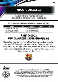 2021-22 Finest UEFA Champions League #94 Nico González Back