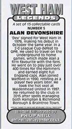 2015 Philip Neill West Ham Legends #5 Alan Devonshire Back
