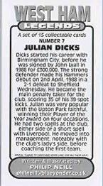 2015 Philip Neill West Ham Legends #7 Julian Dicks Back