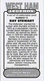 2015 Philip Neill West Ham Legends #13 Ray Stewart Back