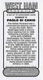 2015 Philip Neill West Ham Legends #15 Paolo Di Canio Back