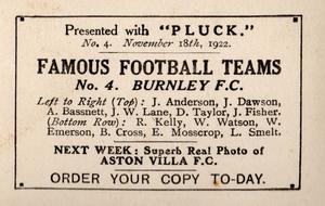 1922-23 Pluck Famous Football Teams #4 Burnley Back