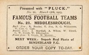 1922-23 Pluck Famous Football Teams #21 Middlesbrough Back