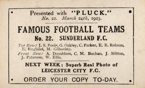 1922-23 Pluck Famous Football Teams #22 Sunderland Back