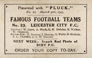 1922-23 Pluck Famous Football Teams #23 Leicester City Back