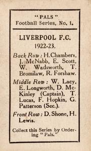 1922 Pals Football Series #1 Liverpool Back