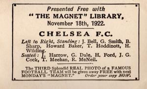 1922 The Magnet Library Football Teams 1st Series #NNO Chelsea F.C. Back