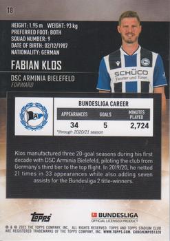 2021-22 Stadium Club Chrome Bundesliga #18 Fabian Klos Back