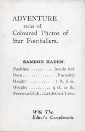 1924 D.C. Thomson Coloured Photos of Star Footballers #NNO Sam Haden Back