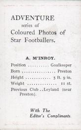1924 D.C. Thomson Coloured Photos of Star Footballers #NNO Albert McInroy Back