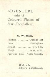 1924 D.C. Thomson Coloured Photos of Star Footballers #NNO Georgie Mee Back