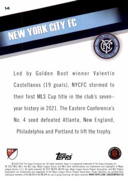 2022 Topps MLS #14 New York City FC Back