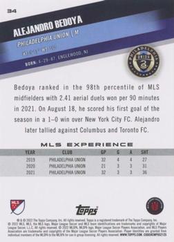 2022 Topps MLS #34 Alejandro Bedoya Back
