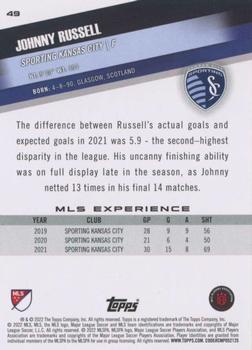 2022 Topps MLS #49 Johnny Russell Back