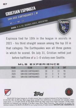 2022 Topps MLS #87 Cristian Espinoza Back