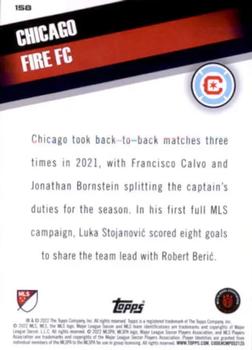 2022 Topps MLS #158 Chicago Fire FC Back