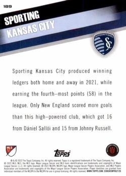 2022 Topps MLS #189 Sporting Kansas City Back