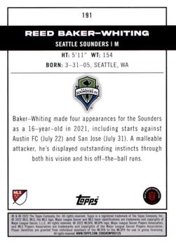 2022 Topps MLS #191 Reed Baker-Whiting Back