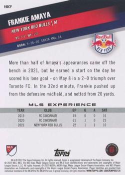 2022 Topps MLS #197 Frankie Amaya Back