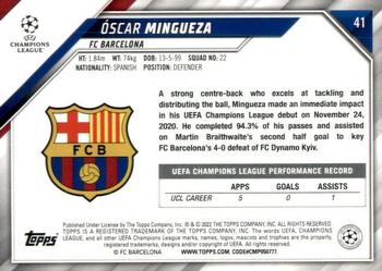 2021-22 Topps UEFA Champions League #41 Óscar Mingueza Back