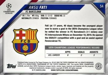 2021-22 Topps UEFA Champions League #54 Ansu Fati Back