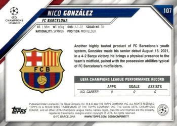 2021-22 Topps UEFA Champions League #107 Nico González Back