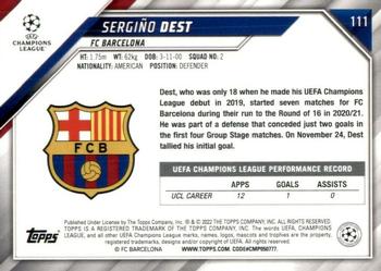 2021-22 Topps UEFA Champions League #111 Sergiño Dest Back