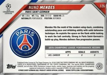2021-22 Topps UEFA Champions League #126 Nuno Mendes Back