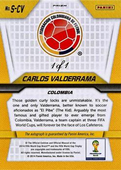 2014 Panini Prizm FIFA World Cup Brazil - Signatures Prizms El Samba #S-CV Carlos Valderrama Back