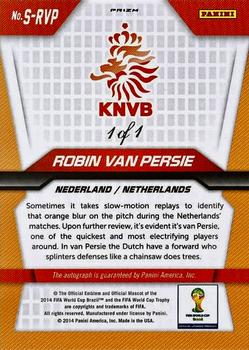 2014 Panini Prizm FIFA World Cup Brazil - Signatures Prizms El Samba #S-RVP Robin van Persie Back