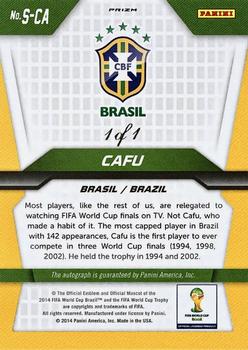 2014 Panini Prizm FIFA World Cup Brazil - Signatures Prizms El Samba #S-CA Cafu Back