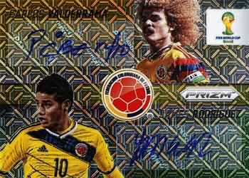 2014 Panini Prizm FIFA World Cup Brazil - Combo Signatures Prizms El Samba #CS-CJ Carlos Valderrama / James Rodriguez Front