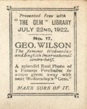 1922 The Gem Library Special Action Photos #17 George Wilson Back