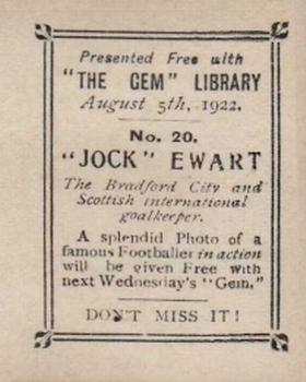 1922 The Gem Library Special Action Photos #20 Jock Ewart Back