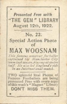 1922 The Gem Library Special Action Photos #22 Max Woosnam Back