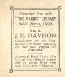 1922 The Magnet Library Football Real Photos of Famous Footballers #5 Teddy Davison Back